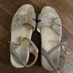 SAS Taupe Sandals with Buckle Straps